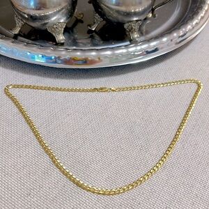 925 Cuban solid Sterling silver necklace with 14 gold overlay made in Italy